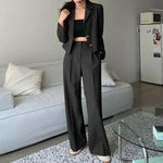 Carregue a imagem no visualizador da Galeria, Fashion Blazer Suits Women Elegant Long Sleeve Tops Wide Leg Pants Sets 2PCS ZANZEA Casual Solid Work Matching Sets Outifits  Amaijoin
