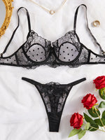 Load image into Gallery viewer, Women&#39;s Underwear Sexy Lingerie Polka Dot Hot Lace Transparent Bra Costumes Pornos Attractive Chest Sensual Uncensored Intimate  Amaijoin
