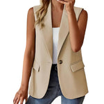 Load image into Gallery viewer, Women&#39;s Vest 2023 Sleeveless Vests Summer Waistcoat Sleeveless Business Vest Coat V-Neck Single-breasted Ladies Casual Tops Coat  Amaijoin
