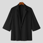 Load image into Gallery viewer, INCERUN Men Blazer Solid Color Lapel Short Sleeve One Button Casual Suits Men Streetwear Loose 2024 Fashion Leisure Thin Coats  Amaijoin
