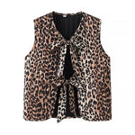 Load image into Gallery viewer, PB &amp; ZA-Casual Vest for Women, All-in-One, Leopard Print, Lace-up, Loose Top, Spring Fashion, 2024  Amaijoin
