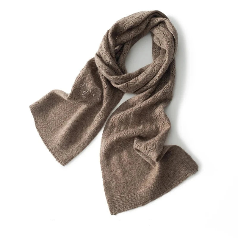 Winter High Quality Cashmere Scarves Women Cashmere Knitted Solid Color Jacquard Design Warm Neck Protection Shawl Wrap Scarf  Amaijoin