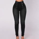 Load image into Gallery viewer, 2022 Fashion High Waist Women Pencil Jeans Skinny Hip Lifting Double-breasted Slim Fit Stretchy Denim Pants Sexy Bodycon Jeans  Amaijoin
