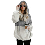 Load image into Gallery viewer, Women&#39;s pullover Women&#39;s Color Blocking Hooded Stitched Long Sleeve Zipper Plush Sweatshirts  Amaijoin
