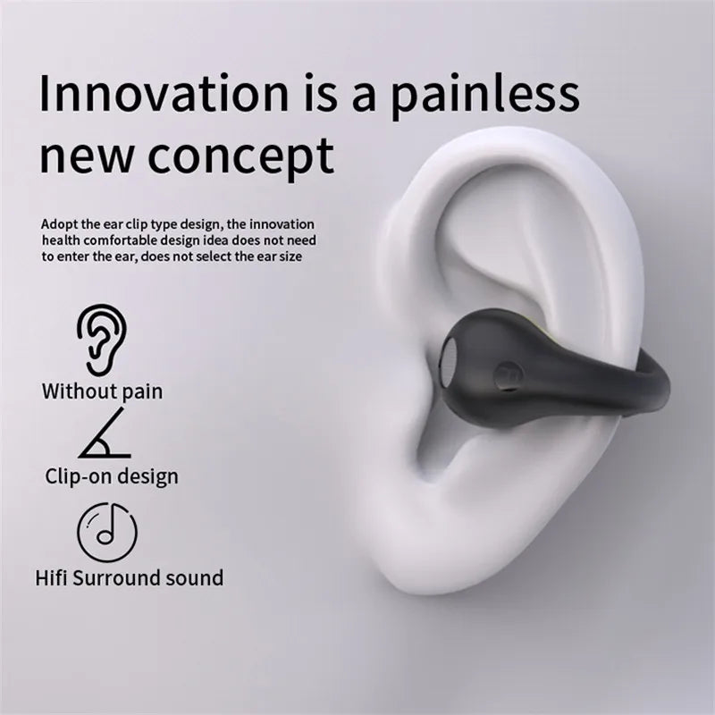 Wireless Earphones TWS Bluetooth Earbuds HiFi Bass Sport Open Ear Clip Headphones Earring Gaming Headset PK Ambie Sound Earcuffs  Amaijoin