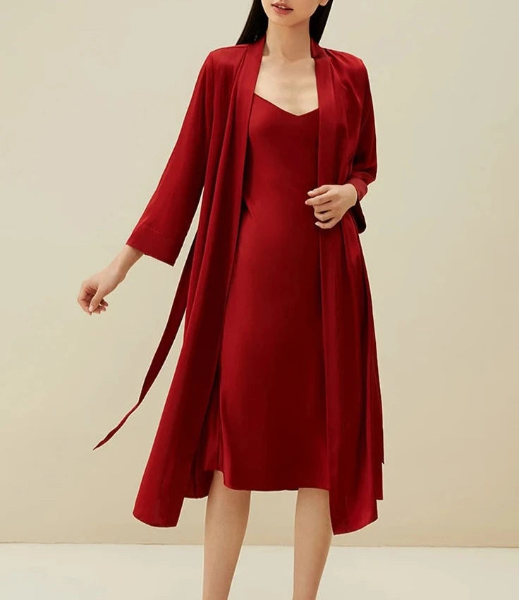 BirdTree 6A 19MM 100%Mulberry Silk Elegant Nightgown,Women's Solid Silky Comfortable Breathable Robe,2024 Spring Summer P41926QD  Amaijoin