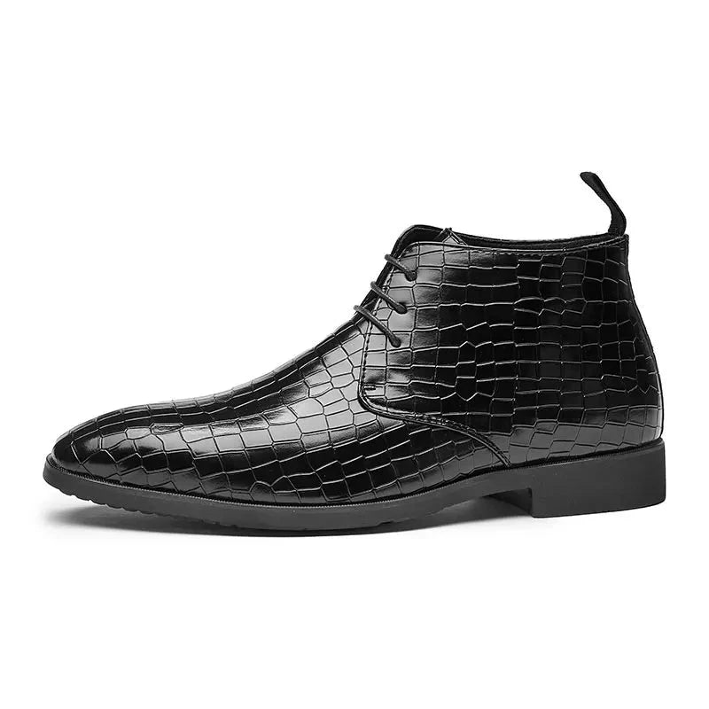 Fashion Men Derby Boots Lace-Up Leather Dress Casual Shoe Motorcycle Black Winter High Quality Party Boys Masculinas Size 38-48  Amaijoin