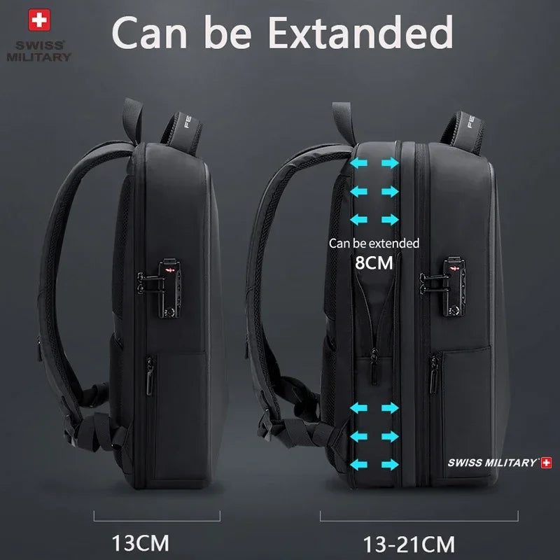 Swiss Military Brand Laptop Backpack Anti-theft Waterproof Casual Backpack USB Charging Men Business Travel Bag Backpack Mochila  Amaijoin