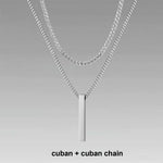 Load image into Gallery viewer, Vnox 3D Vertical Bar Necklaces for Men, Layering Stainless Steel Geometric Pendant, Layered Wheat Rope Cuban Chain, Boy Collar  Amaijoin
