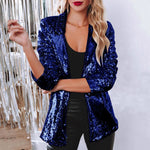 Load image into Gallery viewer, Women Sequins Sequin Jacket Casual Long Sleeve Glitter Party Shiny Lapel Coat Vintage Lapel Sequins Jackets Club Party Wear  Amaijoin
