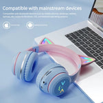 Load image into Gallery viewer, Gradient wireless Headphones RGB cute cat ear Bluetooth Earphones with microphone Stereo Music Game Earphone Girls Kids Gifts  Amaijoin
