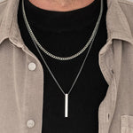 Load image into Gallery viewer, Vnox 3D Vertical Bar Necklaces for Men, Layering Stainless Steel Geometric Pendant, Layered Wheat Rope Cuban Chain, Boy Collar  Amaijoin
