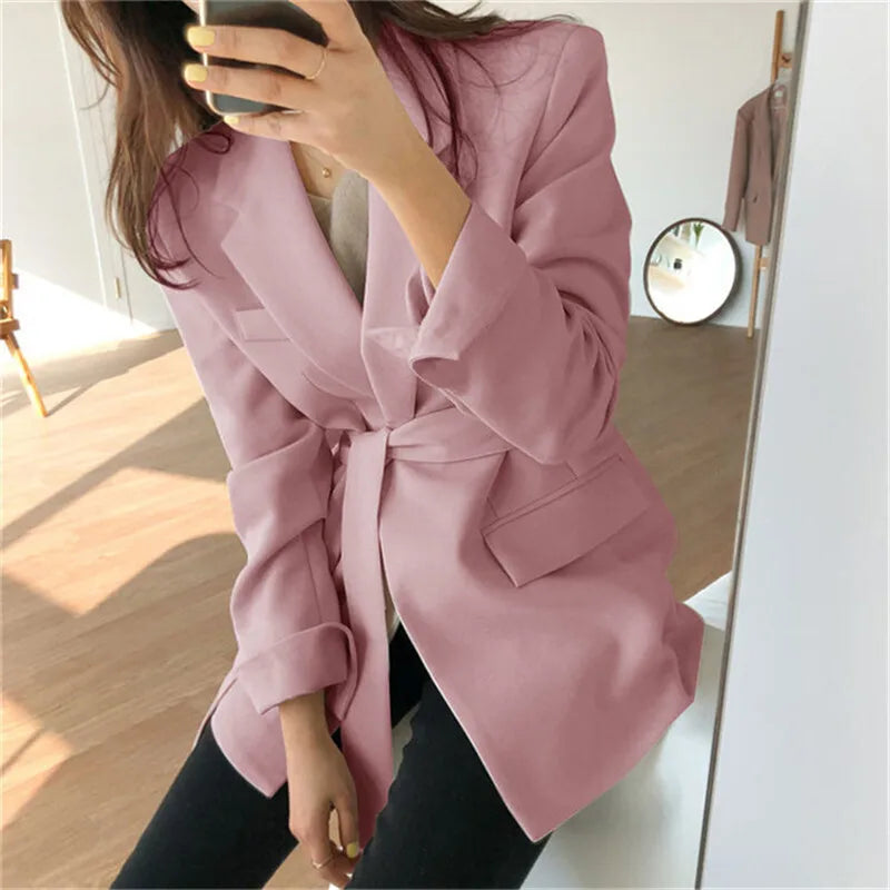 Personalized fashion spring and fall blazer Waist tie blazer spring and autumn blazer  Amaijoin