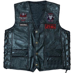 Load image into Gallery viewer, Men&#39;s Motorcycle Leather Vest Fashion Embroidered Patches Sleeveless Biker Jacket Casual Streetwear Locomotive Club Punk Veste  Amaijoin
