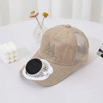 Load image into Gallery viewer, Summer solar charging with fan hat for men and women breathable mesh sun protection outdoor sunshade duck tongue hat  Amaijoin
