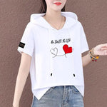 Load image into Gallery viewer, Short Sleeve Summer Thin White T-shirt Women Casual Fashion Top Loose Style Polyester Fabric Cartoon Design  Amaijoin
