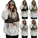 Load image into Gallery viewer, Women&#39;s pullover Women&#39;s Color Blocking Hooded Stitched Long Sleeve Zipper Plush Sweatshirts  Amaijoin
