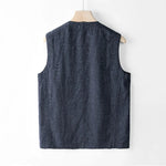 Load image into Gallery viewer, Japan Style Harajuku Men 100% Linen Vest Thin Simple Casual Loose Tops High Quality Yarn-Dyed Multi-Pockets Sleeveless Waistcoat  Amaijoin
