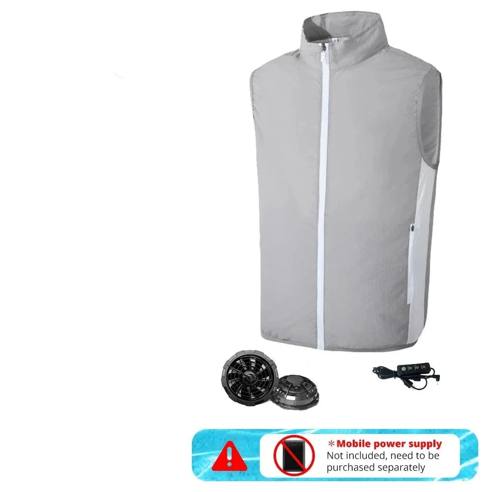 2024 Summer Air-conditioning Vest Cooling Work Clothes Outdoor Heat Protection Three Speed Adjustment Fan Hiking Clothes  Amaijoin