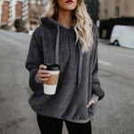 Load image into Gallery viewer, Winter Women Long Sleeve Fleece Hooded Sweatshirt Pullover Warm Jumper Sweaters With 1/4 Zip  Amaijoin
