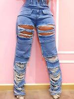 Load image into Gallery viewer, Women Straight Leg Ripped Jeans Fashion Flap Pocket Baggy Pants Vintage Street Hip-Hop Denim Trousers Mujer  Amaijoin
