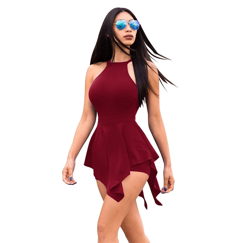 Sexy Women Halter Jumpsuit Sleeveless Backless Open Back Going Out Elegant Party Cocktail Divided Skirt Romper  Amaijoin