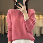 Load image into Gallery viewer, Warm Sweater for Women Wool Soft O-neck Pullover Autumn Winter Casual Knit Top Solid Color Regular Female Knitwear Woolen Woman  Amaijoin
