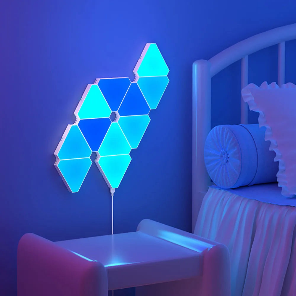 LED Triangular Quantum Lamp RGB Wall Lamp Smart Pickup Rhythm Background Light For Bedroom Bedside Night Light Office Decoration  Amaijoin