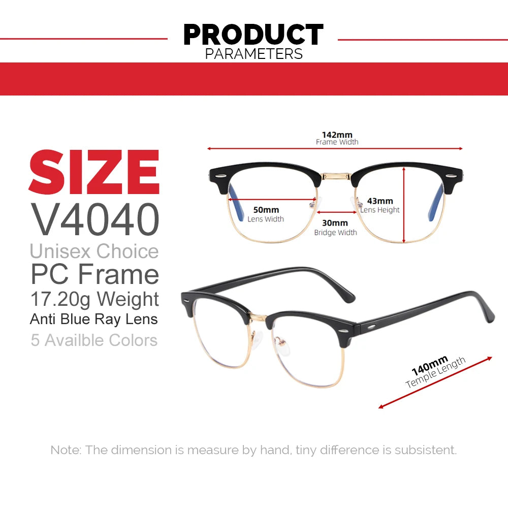 2024 Classic Transparent Frame Semi Rimless Blue Light Blockin Glasses Men Square Anti Blue Ray Eyeglasses Computer Women Gaming  Amaijoin