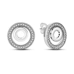 Load image into Gallery viewer, New Fashion 925 Sterling Silver Double Circle Earrings For Women Shining Zircon Piercing Ear Studs Fine Engagement Jewelry  Amaijoin
