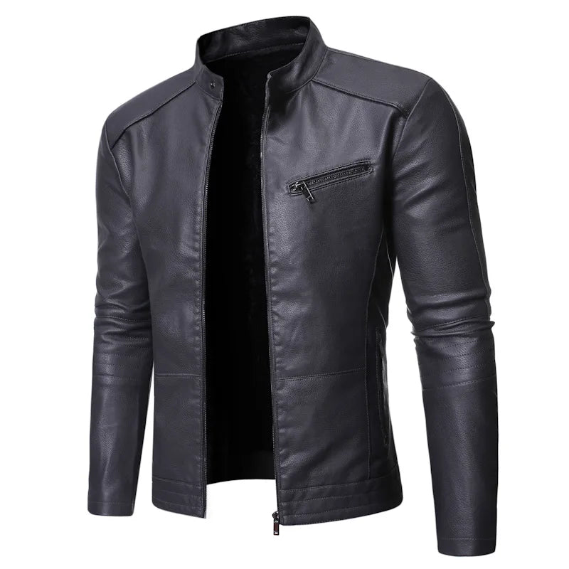 2024 Treesolo New Spring and Autumn Men's Jacket Fashion Trend Korean Slim Fit Casual Men's Leather Jacket Motorcycle Jacket  Amaijoin