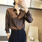 Load image into Gallery viewer, All-match Satin Finish Shirts And Blouses Women Clothing Casual Top OL Long Sleeve Button Elegant Shirts French Solid Blouses  Amaijoin
