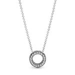 Load image into Gallery viewer, Pandora Logo Pavé Circle Collier Necklace 925 Silver Pavé 45CM Ring Simple Fashion Chain For Women Elegant Jewelry Gift  Amaijoin
