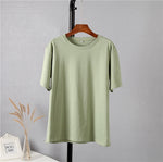 Load image into Gallery viewer, Hirsionsan 100% Cotton Oversized T Shirt Women Harajuku Basic Loose Short Sleeve Tees Soft Female Solid Tops Khaki Summer Jumper  Amaijoin
