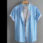 Carregue a imagem no visualizador da Galeria, Men&#39;s Shirt Button Up Shirt Casual Shirt Summer Shirt Beach Shirt  Short Sleeve Striped Band Collar Hawaiian Clothing Fashion  Amaijoin
