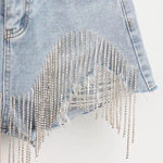 Load image into Gallery viewer, Summer Ripped Jeans Short Femme High Waist Diamond Tassel Y2k Casual Bottoms For Ladies Denim Shorts Women Clothing Fashion  Amaijoin
