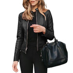 Load image into Gallery viewer, Fashion Women Outwear Jacket Suit Coat Autumn Winter Short Faux Leather Clothes  Amaijoin
