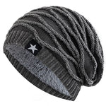 Load image into Gallery viewer, New Unisex Slouchy Winter Hats Add Fur Lined Men And Women Warm Beanie Cap Casual Five-pointed Star Decor Winter Knitted Hats  Amaijoin
