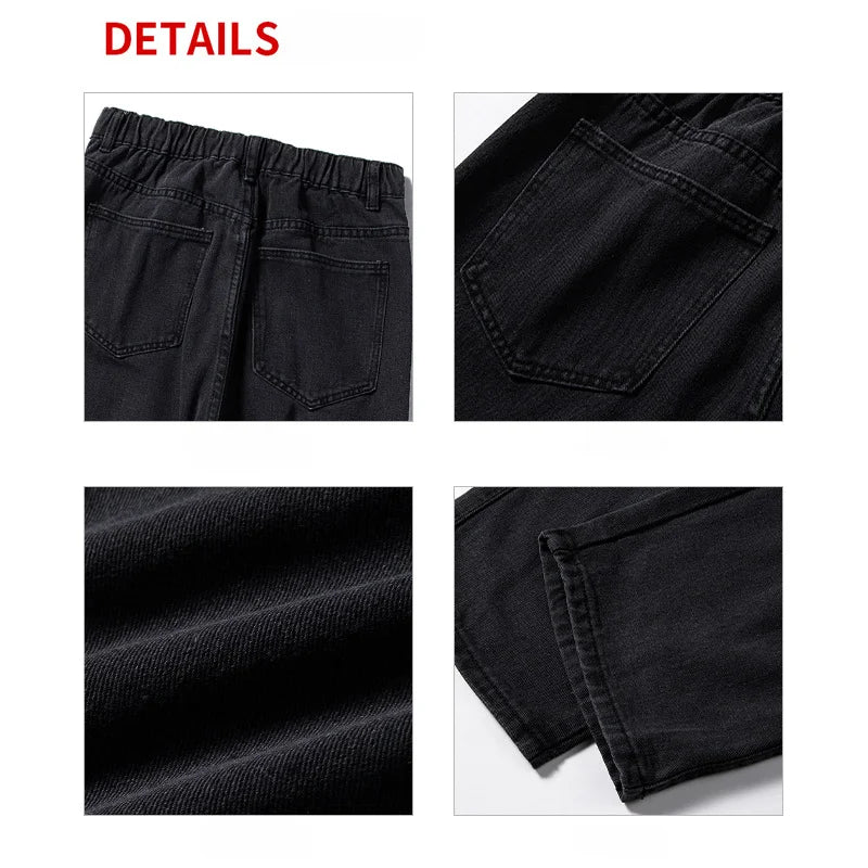 Men's Straight Jeans Spring Summer New Classic Style Elastic Waist Loose Drape Fashion Y2k Trousers Male Streetwear  Amaijoin