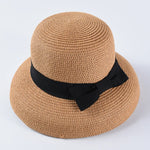 Load image into Gallery viewer, Hepburn bow ribbon sun hat women&#39;s straw hat Bucket hat color sunscreen sun hat beach hat wholesale  Amaijoin
