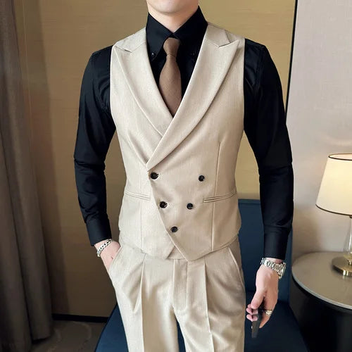 2023 Brand Clothing Men Spring High Quality Double Breasted Blazers Vest/Male Slim Fit Casual Suit Vest Sizing Up S-4XL  Amaijoin