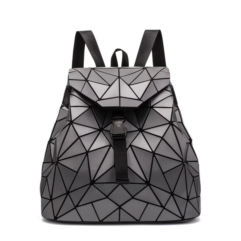 Women Geometric Backpack Bags Matte Female Drawstring Backpacks For Teenage Girls Bagpack Bag Ladies Holographic Daily Backpack  Amaijoin