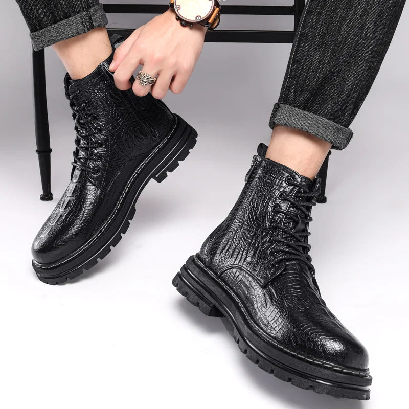 2023 Men's Luxury Casual Wedding Party Dress with Crocodile Ankle Closure, Non Slip,Durable, Comfortable Versatile Chelsea Boots  Amaijoin