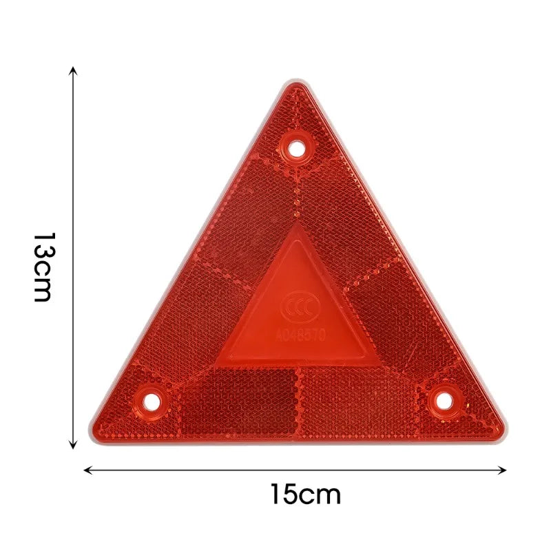 2/1Pcs Triangle Warning Reflective Strips Vehicle Stop Warning Sign Red Safety Reflector for Trailer RV Board Truck Plate Light  Amaijoin