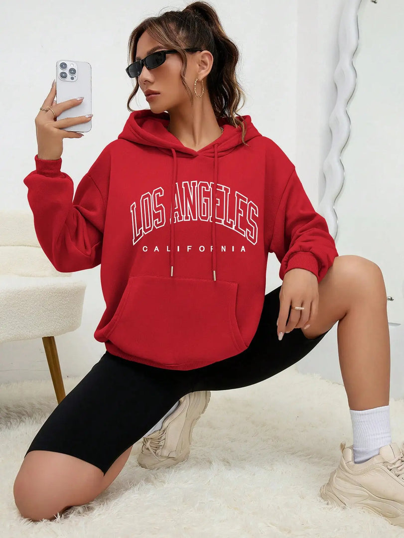 Los Angeles Art Letter Design Women Streetwear American Style Fashion Sweatshirt Autumn Hip Hop Female Hoodies Casual Fleece Top  Amaijoin