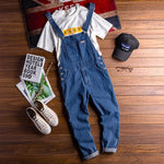 Load image into Gallery viewer, 2023 Summer New Mens Bib Overalls Streetwear Denim Jumpsuits Moto Biker Jeans Trousers Male Striped Casual Long Pants Clothing  Amaijoin
