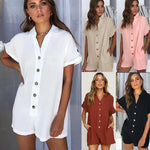 Load image into Gallery viewer, In stock! Fashionable women&#39;s clothing, spring and summer new products, hot selling lapel shirts, button up jumpsuits  Amaijoin
