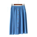 Load image into Gallery viewer, Women&#39;s High-waisted Loose-fit A- line Denim Skirt Slimming Student Long Dress  Amaijoin
