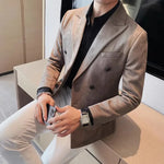 Load image into Gallery viewer, 2023 Autumn Winter Suede Blazers Men Double-breasted Buttons Casual Business Suit Jacket Streetwear Social Blazer Masculino  Amaijoin
