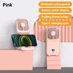 Load image into Gallery viewer, Mini Portable Outdoor Hand Fan Hanging Neck Fan USB Charging 3000mAh Battery Powered 180° Folding Wireless Table Air Cooling Fan  Amaijoin
